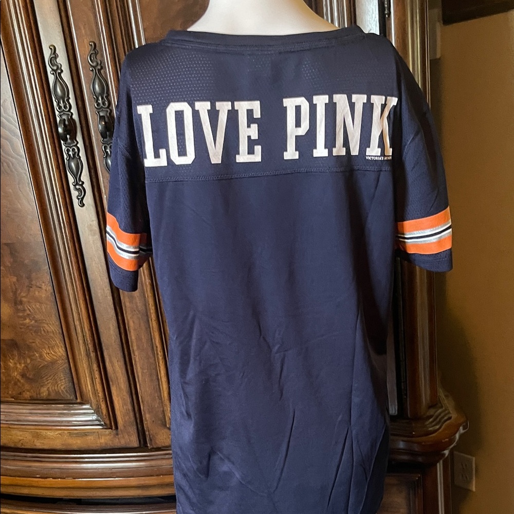 PINK Victoria's Secret Navy and Orange Bling Tee - Picture 2 of 5